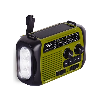 Trevi RA 7F30 BT FM/USB/microSD/Bluetooth napelemes,lámpás,dinamós zöld rádió Trevi RA 7F30 BT FM/USB/microSD/Bluetooth napelemes,lámpás,dinamós zöld rádió