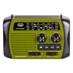 Trevi RA 7F30 BT FM/USB/microSD/Bluetooth napelemes,lámpás,dinamós zöld rádió Trevi RA 7F30 BT FM/USB/microSD/Bluetooth napelemes,lámpás,dinamós zöld rádió