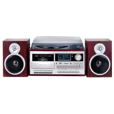 Trevi TT 1072 E sötét fa retro bakelit lemezjátszó/mini hifi rendszer