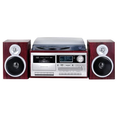 Trevi TT 1072 E sötét fa retro bakelit lemezjátszó/mini hifi rendszer