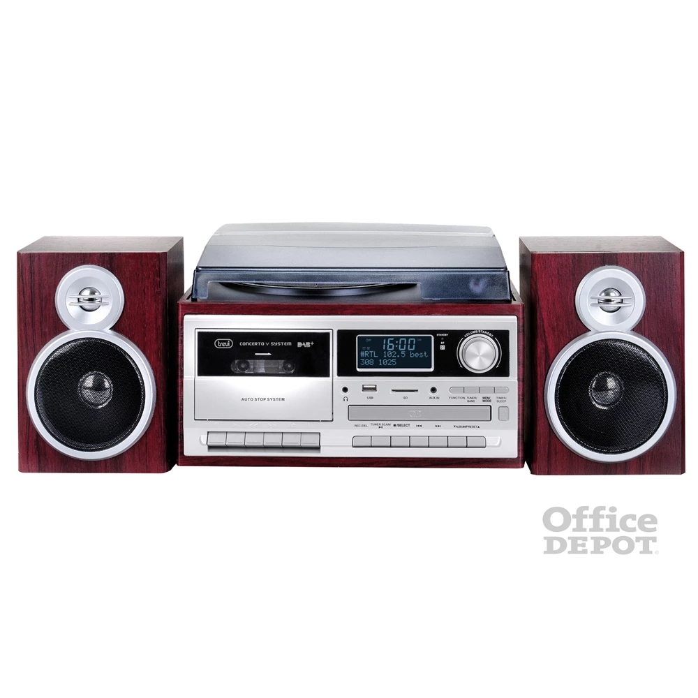 Trevi TT 1072 E sötét fa retro bakelit lemezjátszó/mini hifi rendszer