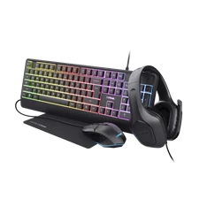 Trust GXT792 Quadrox 4in1 gamer csomag - billentyűzet,egér,egérpad és headset