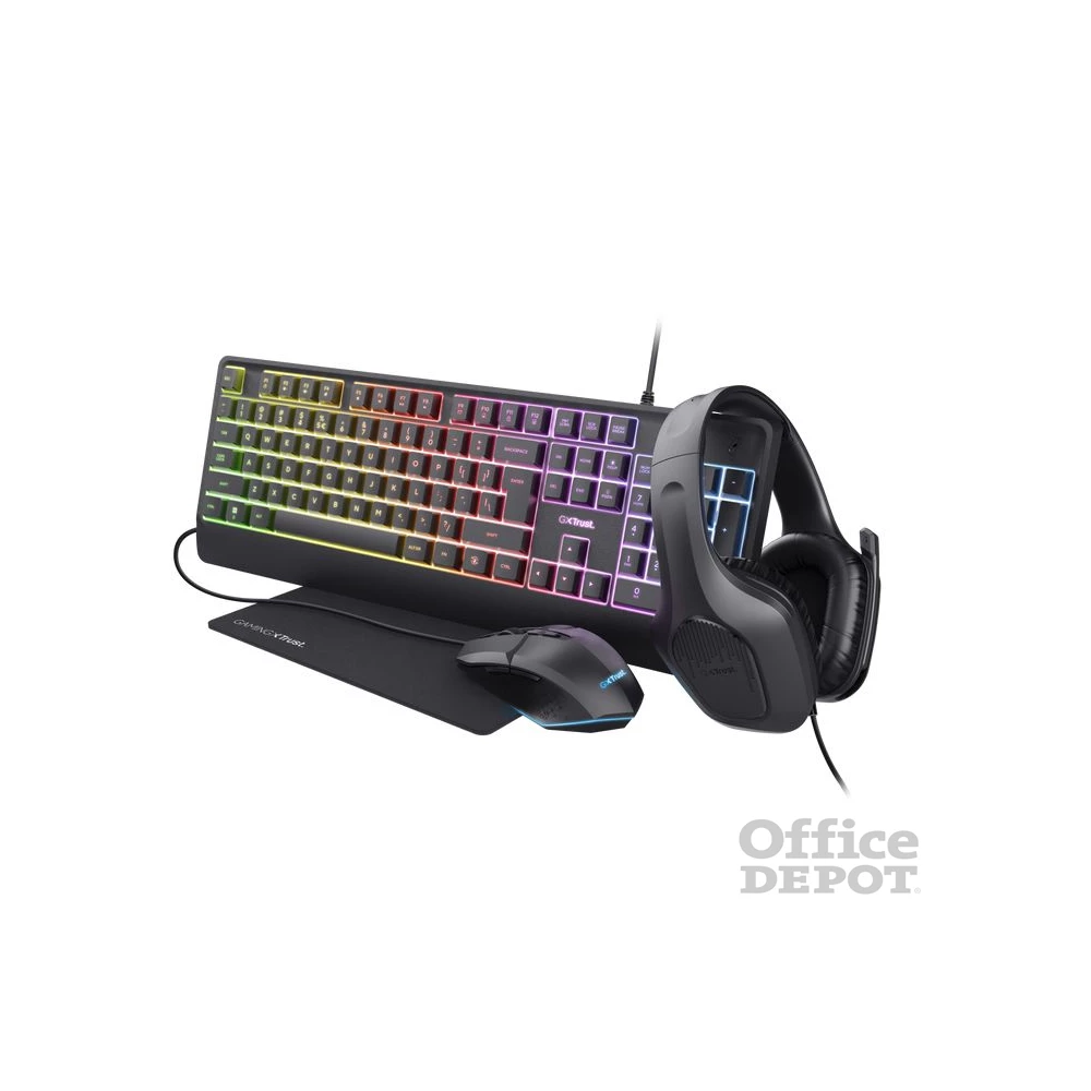 Trust GXT792 Quadrox 4in1 gamer csomag - billentyűzet,egér,egérpad és headset