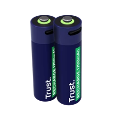 Trust újratölthető AA elem USB-C csatlakozással 2db Trust újratölthető AA elem USB-C csatlakozással 2db