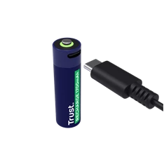 Trust újratölthető AA elem USB-C csatlakozással 2db Trust újratölthető AA elem USB-C csatlakozással 2db