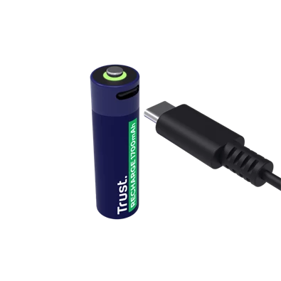 Trust újratölthető AA elem USB-C csatlakozással 2db Trust újratölthető AA elem USB-C csatlakozással 2db