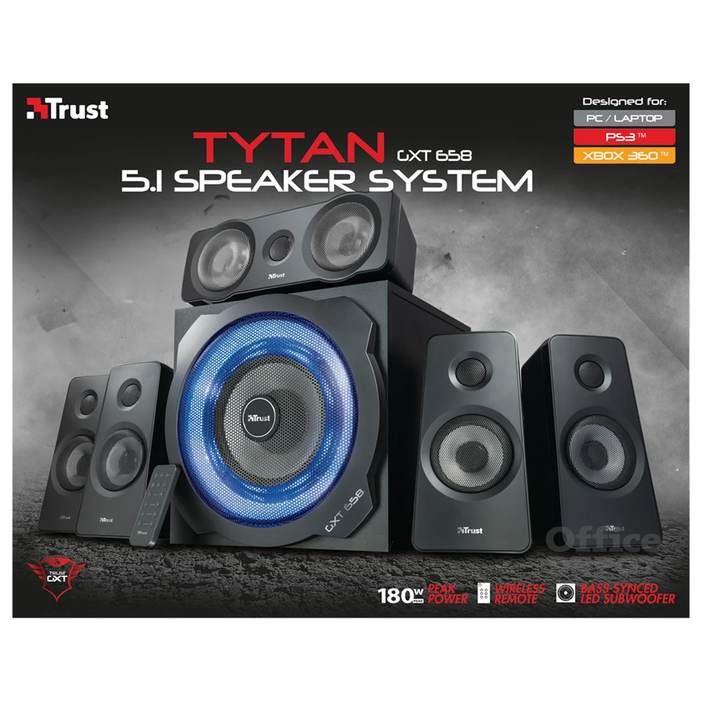 Trust GXT 658 Tytan 5.1 Surround gaming jack 180W fa gamer hangszóró