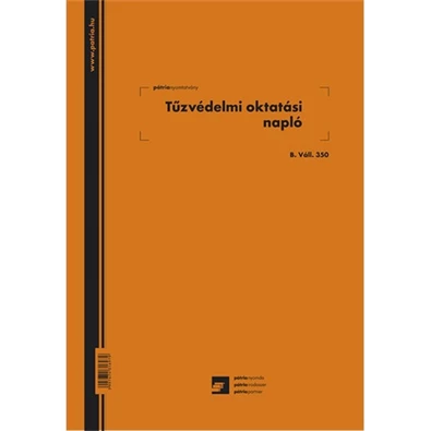 B.VALL.350 A4 álló "Tűzvédelmi oktatási napló" nyomtatvány B.VALL.350 A4 álló "Tűzvédelmi oktatási napló" nyomtatvány