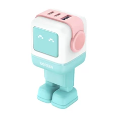 UGREEN Nexode RG (Robot GaN) 65W USB/2xUSB-C rózsaszín-kék hálózati töltő