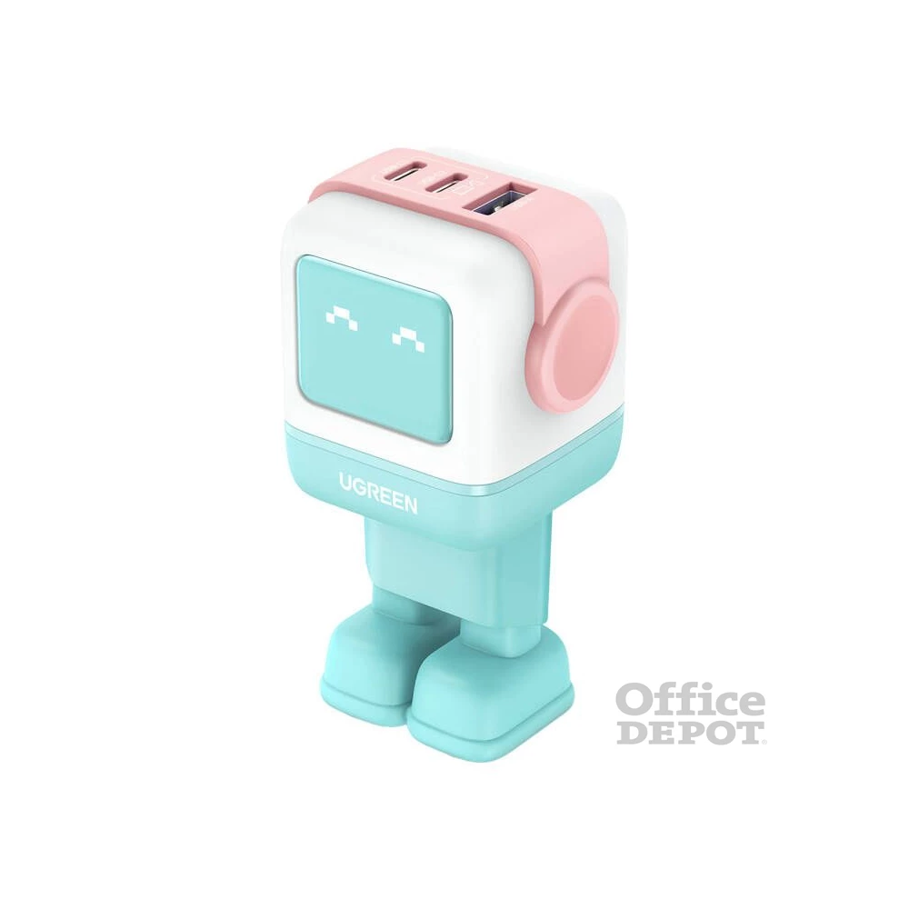 UGREEN Nexode RG (Robot GaN) 65W USB/2xUSB-C rózsaszín-kék hálózati töltő