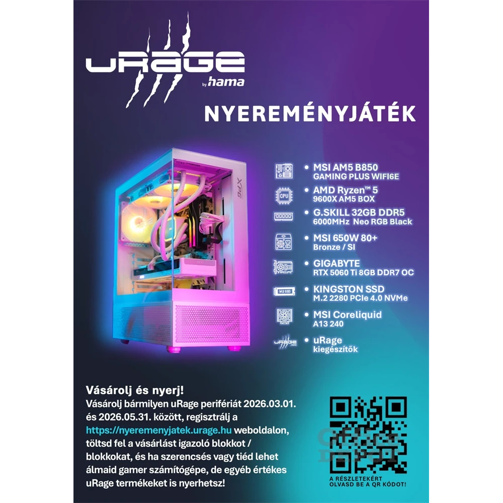 URAGE by Hama 13217828 EXODUS 760TKL RGB (red switch) fekete mechanikus billentyűzet