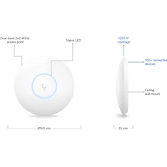 Ubiquiti UniFi U6+ 2x2 Wi-Fi 6 beltéri Access Point Ubiquiti UniFi U6+ 2x2 Wi-Fi 6 beltéri Access Point