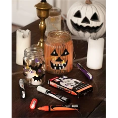 Uni Chalk NI PWE-5M Halloween 4db-os folyékony krétafilc készlet (fehér, fekete, fl narancs, lila)