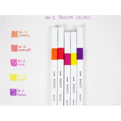 Uni Emott No.2 Passion Colors 5db-os vegyes színű tűfilc készlet Uni Emott No.2 Passion Colors 5db-os vegyes színű tűfilc készlet