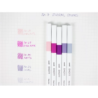 Uni Emott No.7 Floral Colors 5db-os vegyes színű tűfilc készlet Uni Emott No.7 Floral Colors 5db-os vegyes színű tűfilc készlet
