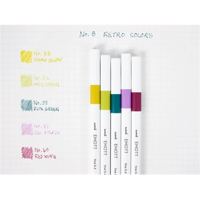 Uni Emott No.8 Retro Colors 5db-os vegyes színű tűfilc készlet Uni Emott No.8 Retro Colors 5db-os vegyes színű tűfilc készlet
