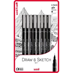Uni PIN Draw and Sketch 8db/csomag rajzmarker készlet Uni PIN Draw and Sketch 8db/csomag rajzmarker készlet