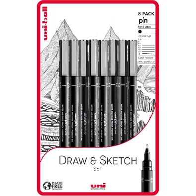 Uni PIN Draw and Sketch 8db/csomag rajzmarker készlet Uni PIN Draw and Sketch 8db/csomag rajzmarker készlet