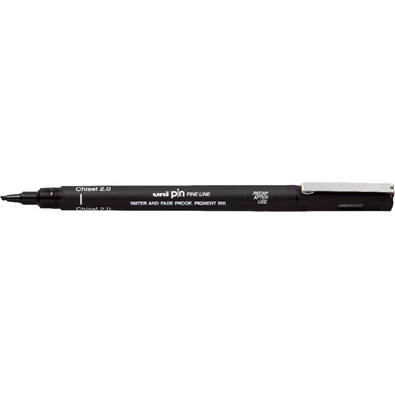 Uni PIN vágott hegyű 2 mm fekete rajzmarker Uni PIN vágott hegyű 2 mm fekete rajzmarker