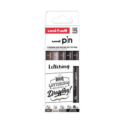 Uni Pin Lettering 5 darabos rajzmarker készlet Uni Pin Lettering 5 darabos rajzmarker készlet