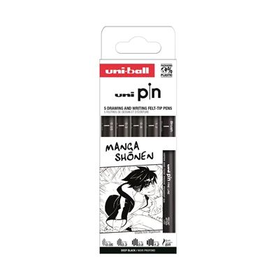 Uni Pin Manga Shonen 5 darabos rajzmarker készlet Uni Pin Manga Shonen 5 darabos rajzmarker készlet