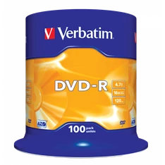 VERBATIM 43549 DVD-R 4,7GB/16x/matt ezüst írható felület/egyszer írható DVD 100db/csomag