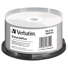 VERBATIM 43749 BD-R 50GB/kétrétegű/6x/nyomtatható felület/egyszer írható Blu-Ray 25db/csomag VERBATIM 43749 BD-R 50GB/kétrétegű/6x/nyomtatható felület/egyszer írható Blu-Ray 25db/csomag