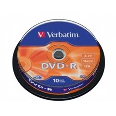 VERBATIM 43523 DVD-R 4,7GB/16x/matt ezüst írható felület/egyszer írható DVD 10db/csomag VERBATIM 43523 DVD-R 4,7GB/16x/matt ezüst írható felület/egyszer írható DVD 10db/csomag
