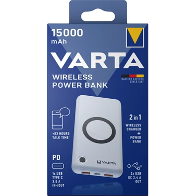 Varta 57908101111 hordozható 15000mAh vezeték nélküli töltő power bank Varta 57908101111 hordozható 15000mAh vezeték nélküli töltő power bank