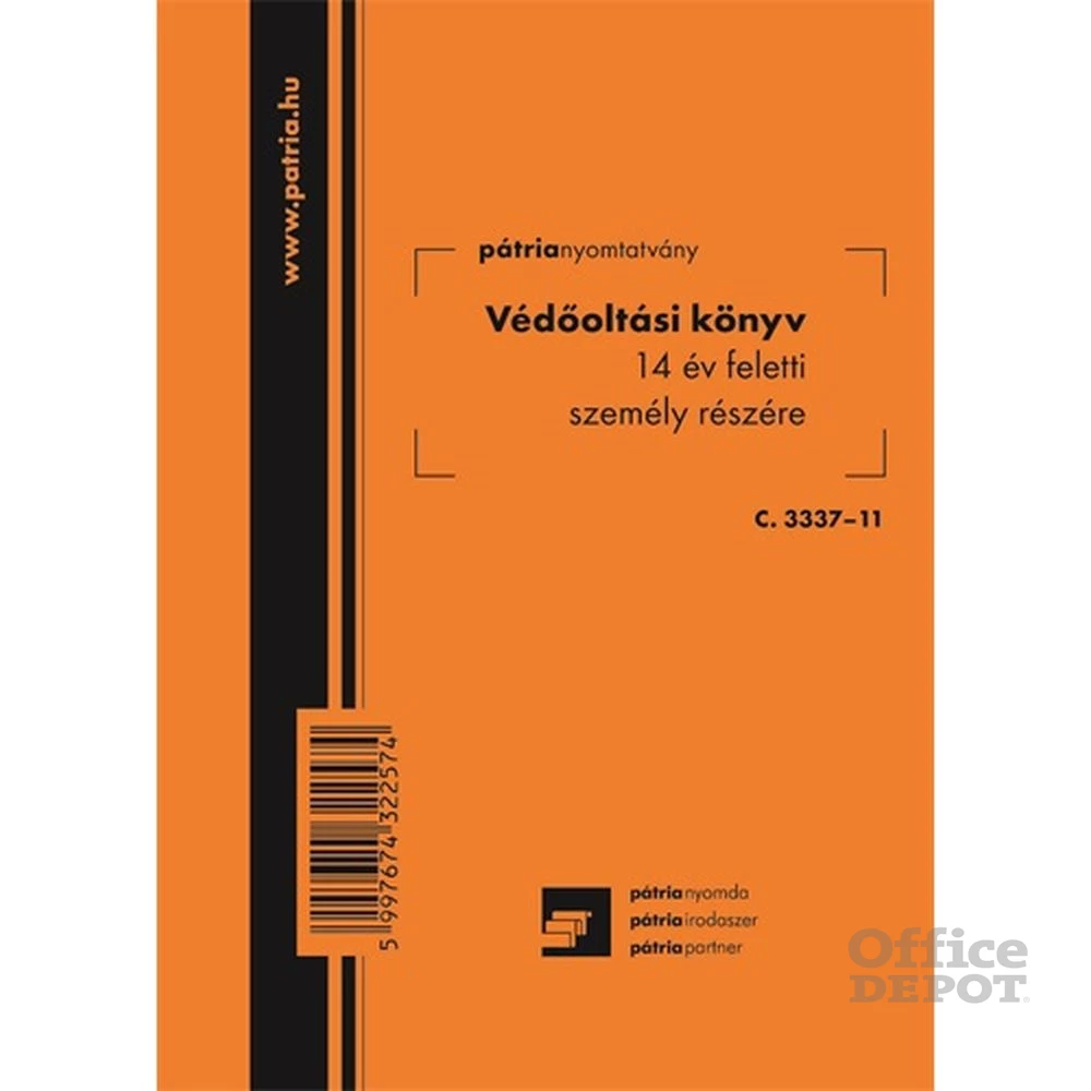 C.3337-11 "Védőoltási könyv 14 év feletti személy részére" nyomtatvány