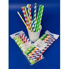 Vegyes színű, csíkos 15024 6mmx200mm 25db/csomag papír szívószál Vegyes színű, csíkos 15024 6mmx200mm 25db/csomag papír szívószál