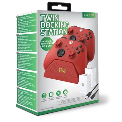 Venom VS2879 Xbox Series S & X piros dupla töltőállomás + 2 db akkumulátor Venom VS2879 Xbox Series S & X piros dupla töltőállomás + 2 db akkumulátor