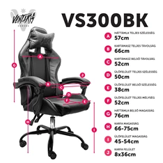 Ventaris VS300BK fekete gamer szék Ventaris VS300BK fekete gamer szék
