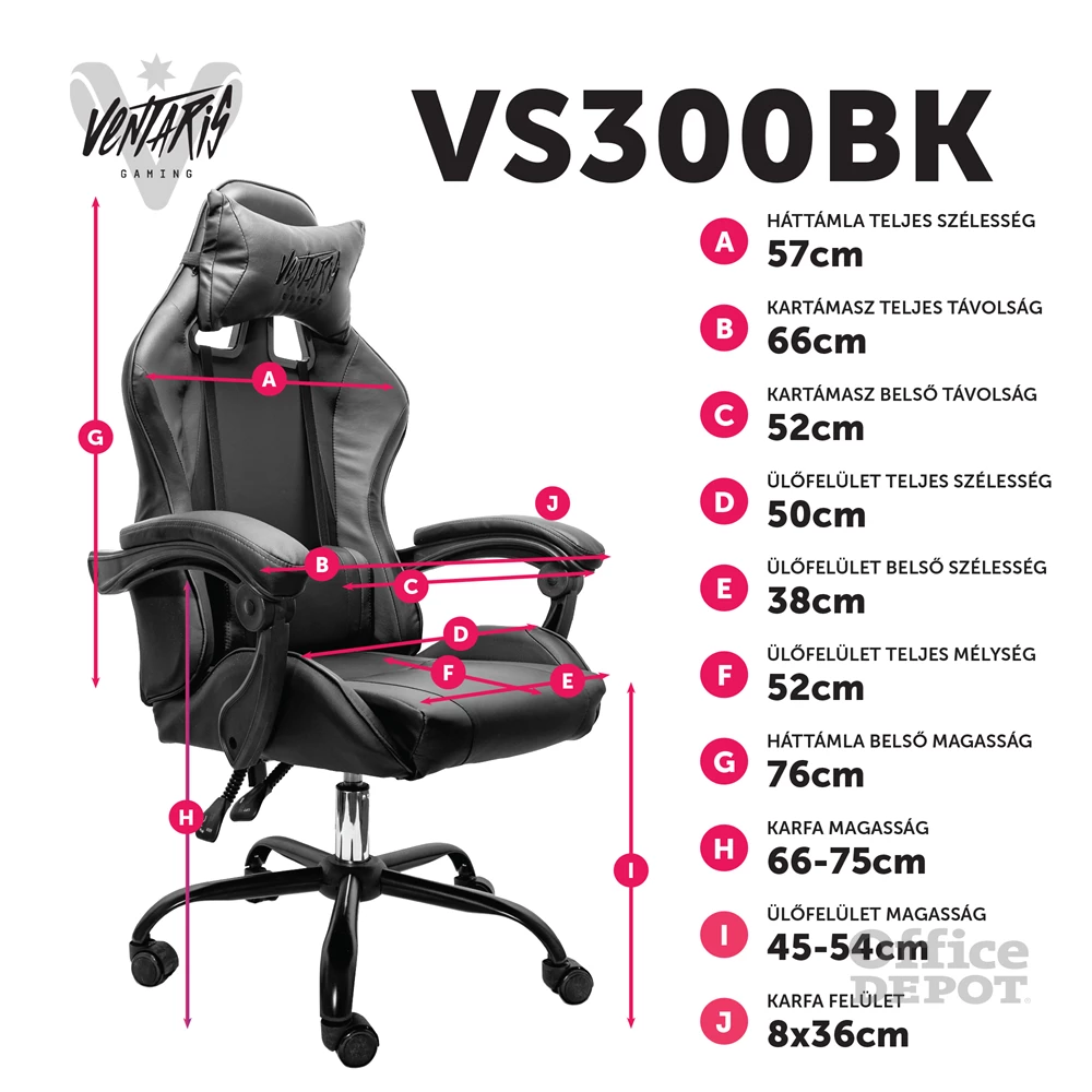 Ventaris VS300BK fekete gamer szék