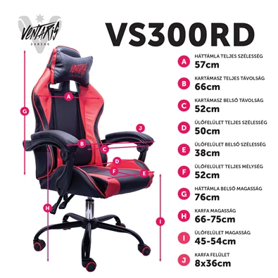 Ventaris VS300RD piros gamer szék Ventaris VS300RD piros gamer szék