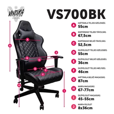 Ventaris VS700BK fekete gamer szék Ventaris VS700BK fekete gamer szék