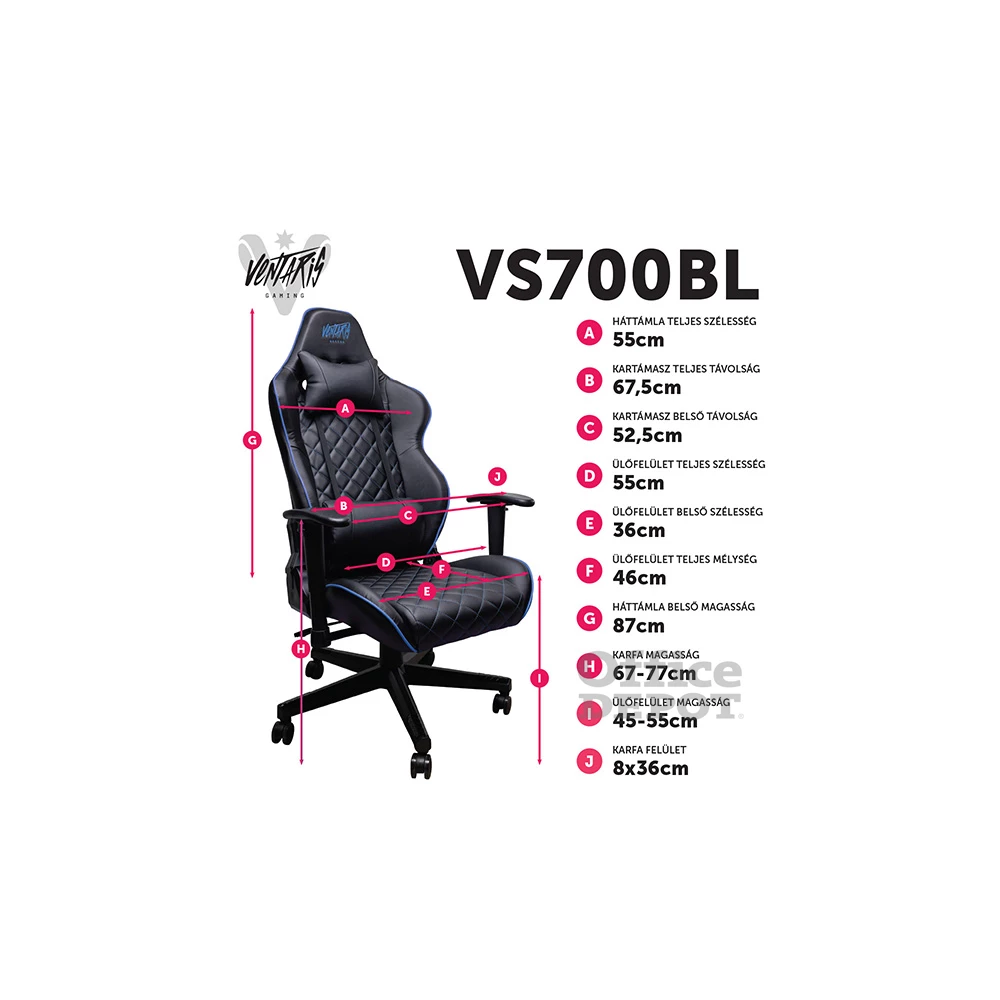 Ventaris VS700BL fekete-kék gamer szék
