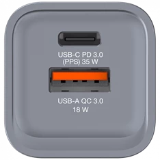 Verbatim 32200 GNC-35 GaN Charger 35W USB Type-A + Type-C hálózati töltő adapter