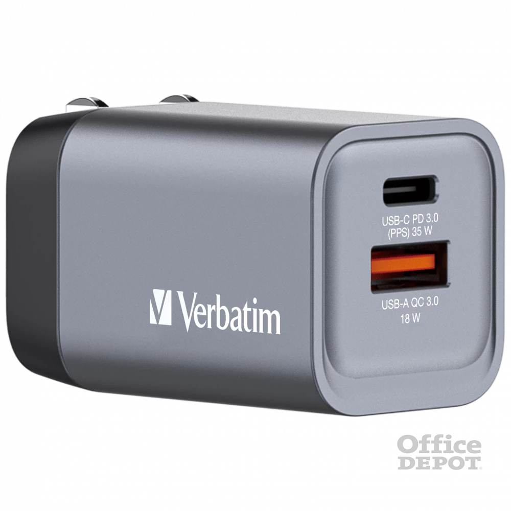Verbatim 32200 GNC-35 GaN Charger 35W USB Type-A + Type-C hálózati töltő adapter