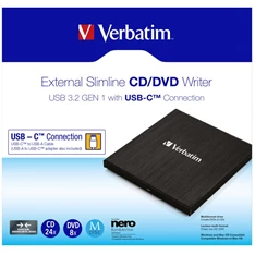 Verbatim 43886 USB 3.2 GEN 1 USB-CTM External Slimline CD/ DVD optikai meghajtó
