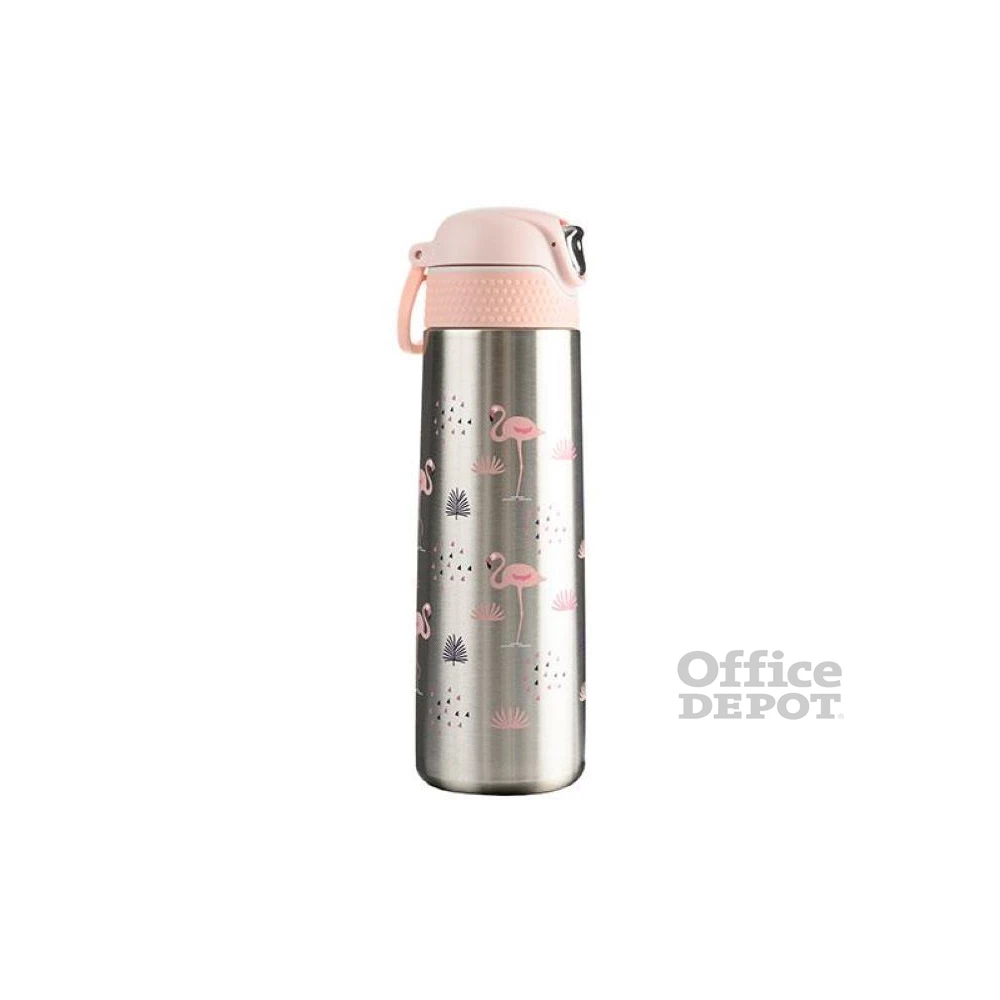 Wabo acél fedeles 420ml ezüst flamingós termosz