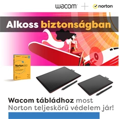 Wacom CTL-672-N_NORTON360 One Medium digitális rajztábla Norton 360 Deluxe vírusvédelmi csomag Wacom CTL-672-N_NORTON360 One Medium digitális rajztábla Norton 360 Deluxe vírusvédelmi csomag