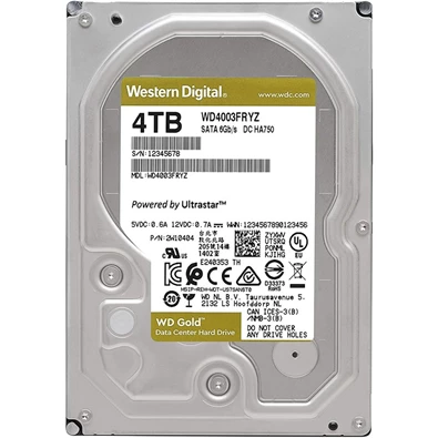 Western Digital 3,5" 4000GB belső SATAIII 7200RPM 256MB Gold WD4003FRYZ winchester Western Digital 3,5" 4000GB belső SATAIII 7200RPM 256MB Gold WD4003FRYZ winchester