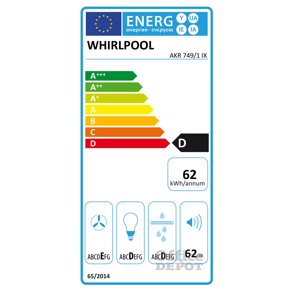 Whirlpool AKR 749/1 IX inox, beépíthető, hagyományos, méret:60 cm, teleszkópos, zajszint:62 dB, páraelszívó