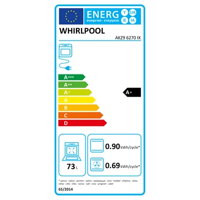 Whirlpool AKZ9 6270 IX inox, beépíthető, sütőtér: 73L, grill, légkeverés, sütő