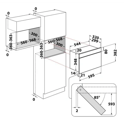 Whirlpool AMW 423 IX 1300W 22L inox beépíthető mikrohullámú sütő