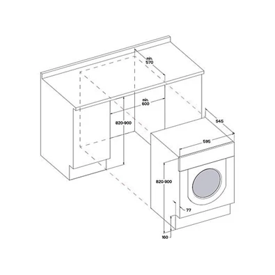 Whirlpool BI WDWG 751482 EU N fehér, elöltöltős, max.1400ford., 7 kg/5 kg, beépíthető mosó-szárítógép