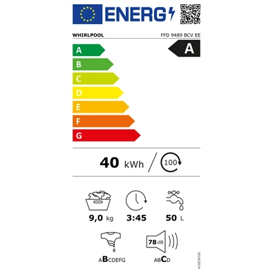 Whirlpool FFD 9489 BCV EE 9 kg elöltöltős mosógép Whirlpool FFD 9489 BCV EE 9 kg elöltöltős mosógép