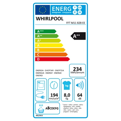 Whirlpool FFT M11 82B EE R 8 kg hőszivattyús szárítógép Whirlpool FFT M11 82B EE R 8 kg hőszivattyús szárítógép