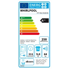 Whirlpool FFT M22 9X2B EE 9 kg hőszivattyús szárítógép Whirlpool FFT M22 9X2B EE 9 kg hőszivattyús szárítógép